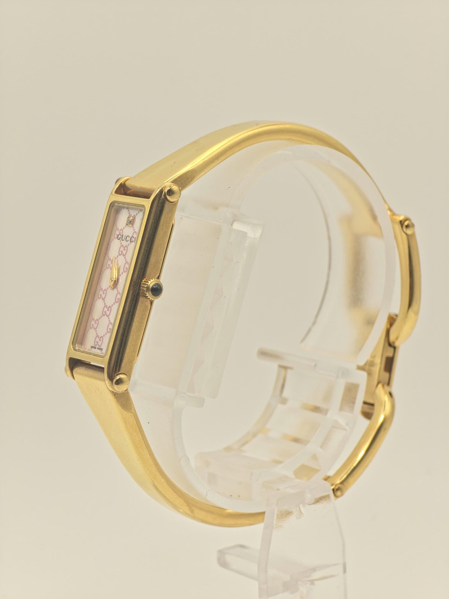 Gucci 1500L Women’s Swiss Quartz Watch Gold Tone Pink GG Dial | - 107