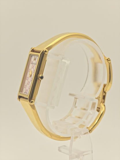Gucci 1500L Women’s Swiss Quartz Watch Gold Tone Pink GG Dial | - 107