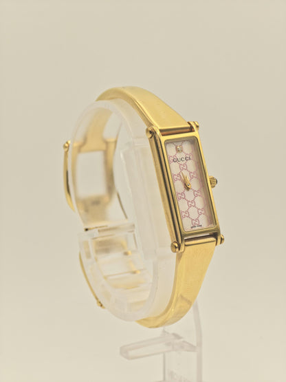 Gucci 1500L Women’s Swiss Quartz Watch Gold Tone Pink GG Dial | - 107