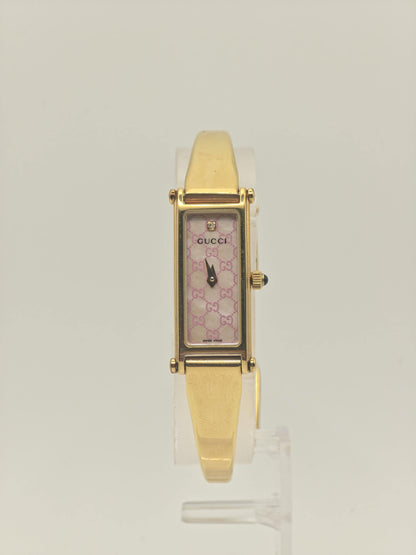 Gucci 1500L Women’s Swiss Quartz Watch Gold Tone Pink GG Dial | - 107