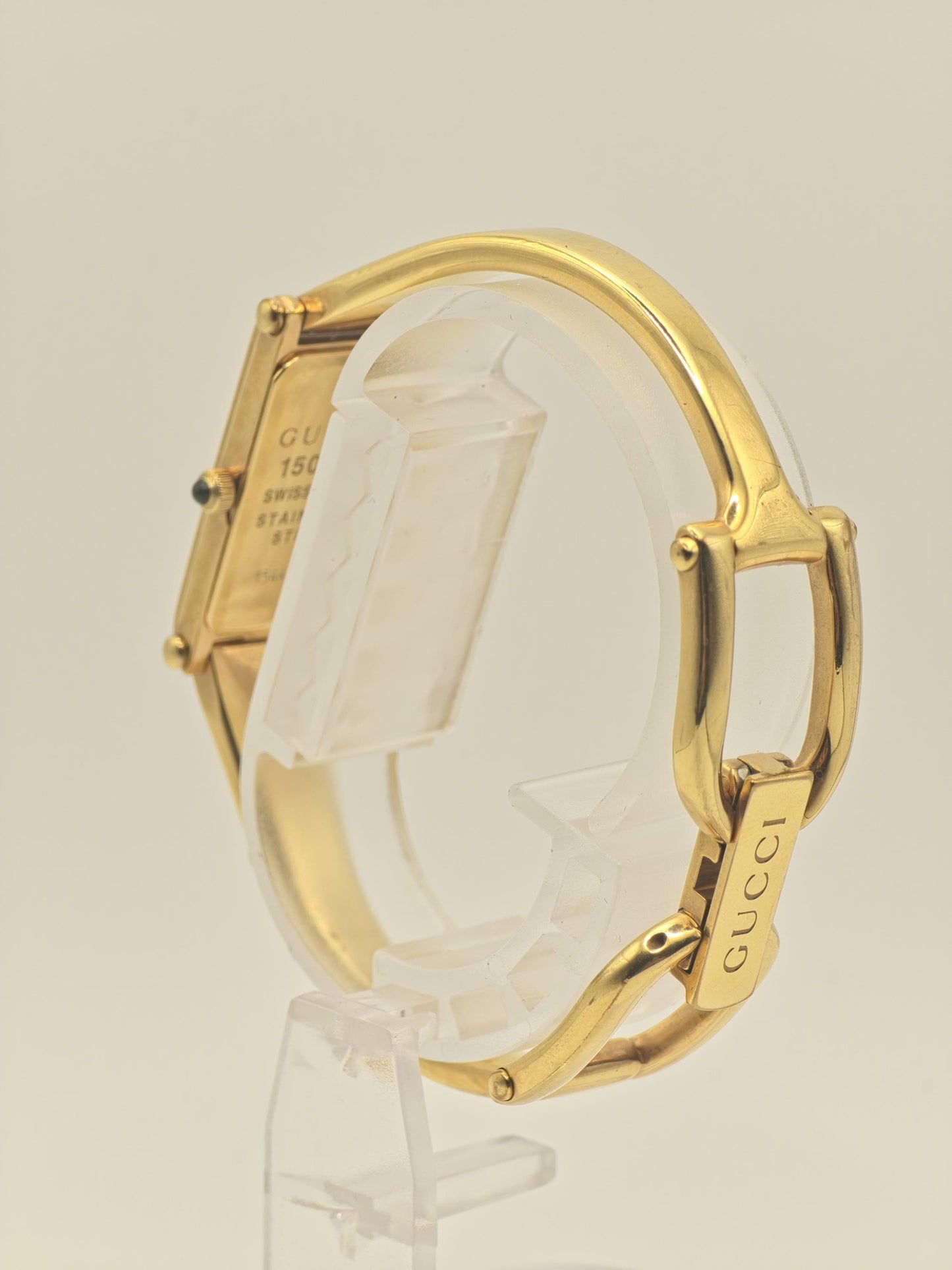 Gucci 1500L Women’s Swiss Quartz Watch Gold Tone Pink GG Dial | - 107