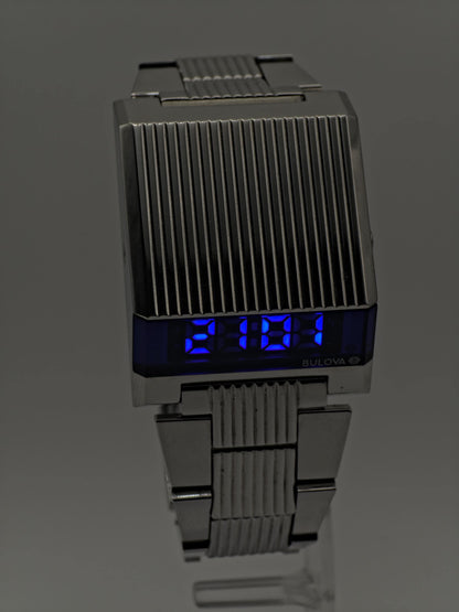 Bulova Computron Men’s Digital Watch Stainless Steel LED Display - 108