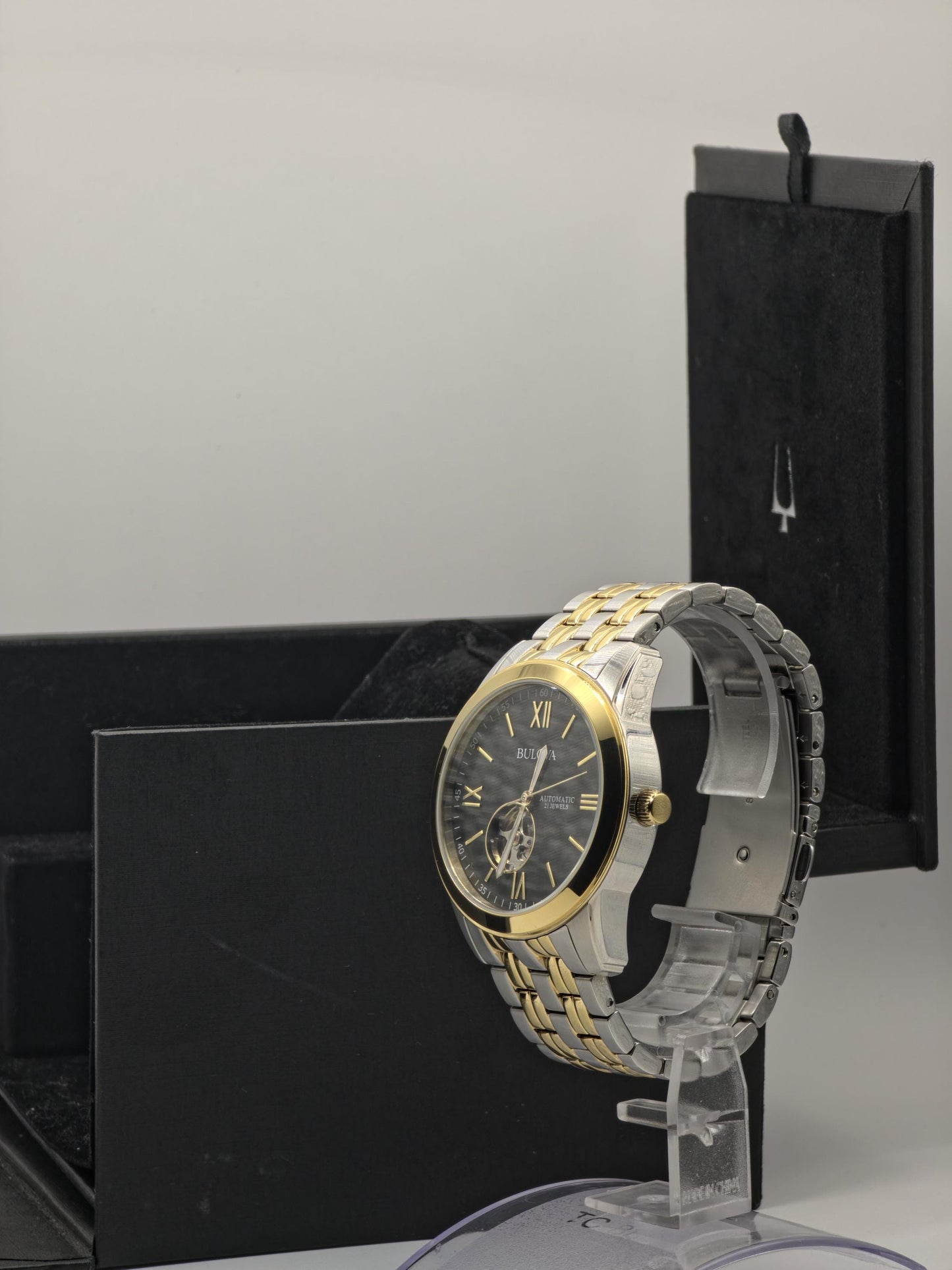 Bulova Men’s Automatic Open Heart Two-Tone Watch 21 Jewels Model 98A168 - 111