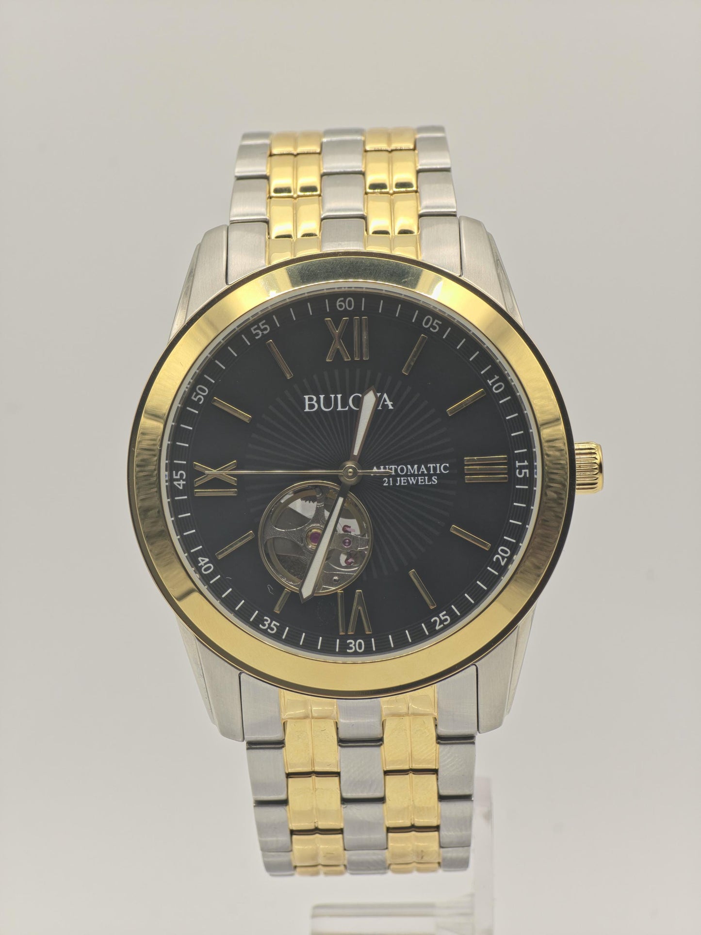 Bulova Men’s Automatic Open Heart Two-Tone Watch 21 Jewels Model 98A168 - 111
