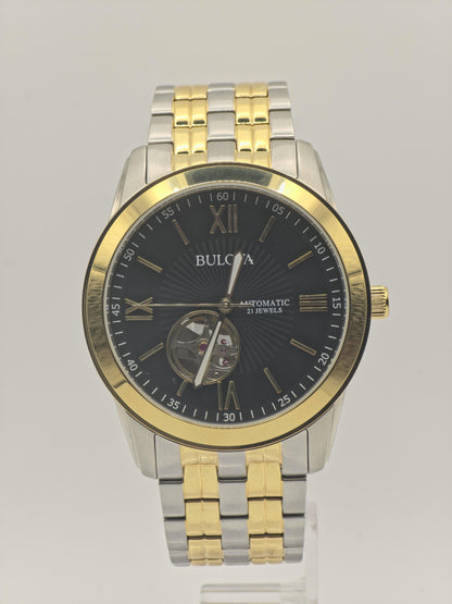 Bulova Men’s Automatic Open Heart Two-Tone Watch 21 Jewels Model 98A168 - 111