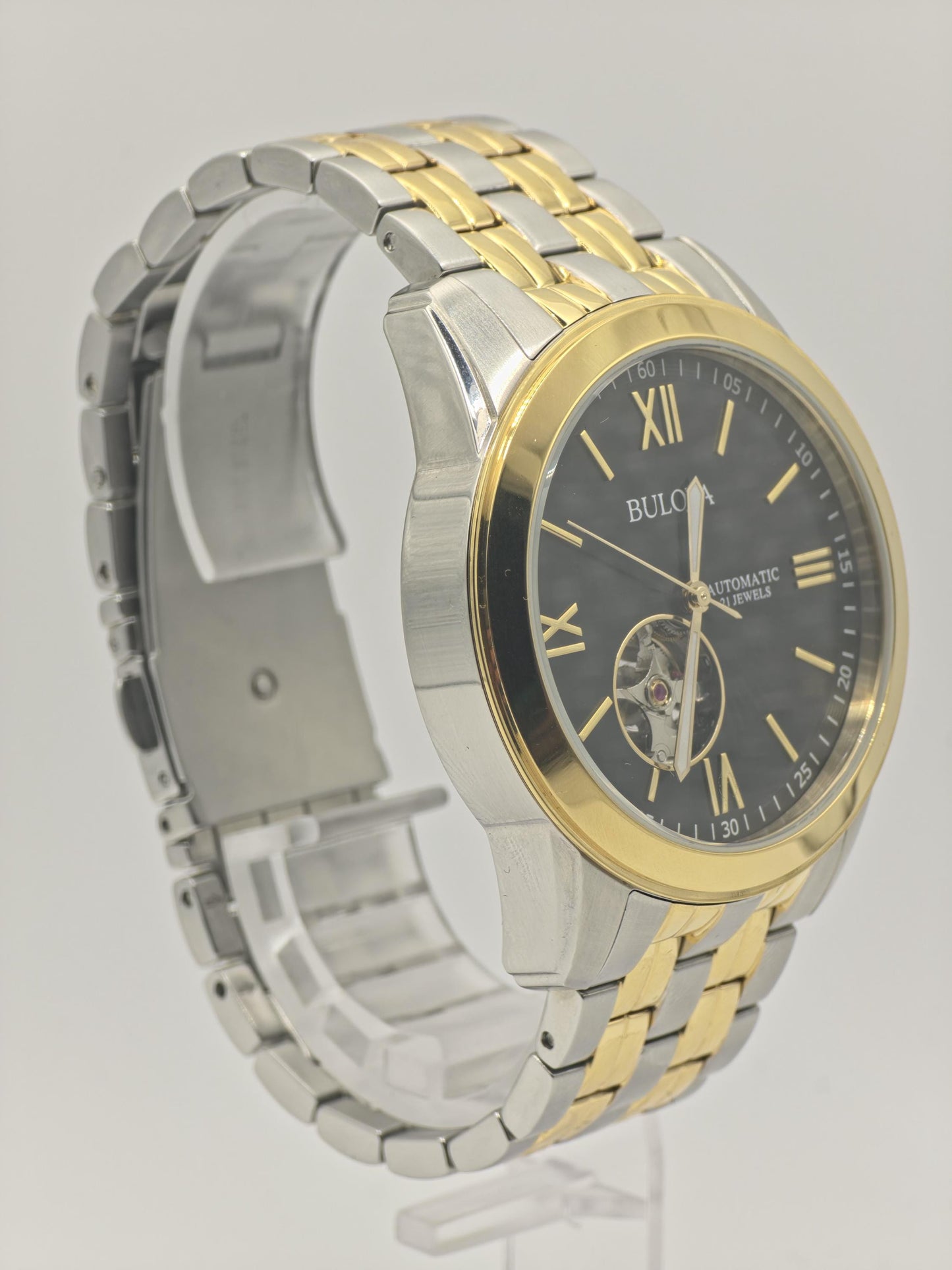 Bulova Men’s Automatic Open Heart Two-Tone Watch 21 Jewels Model 98A168 - 111