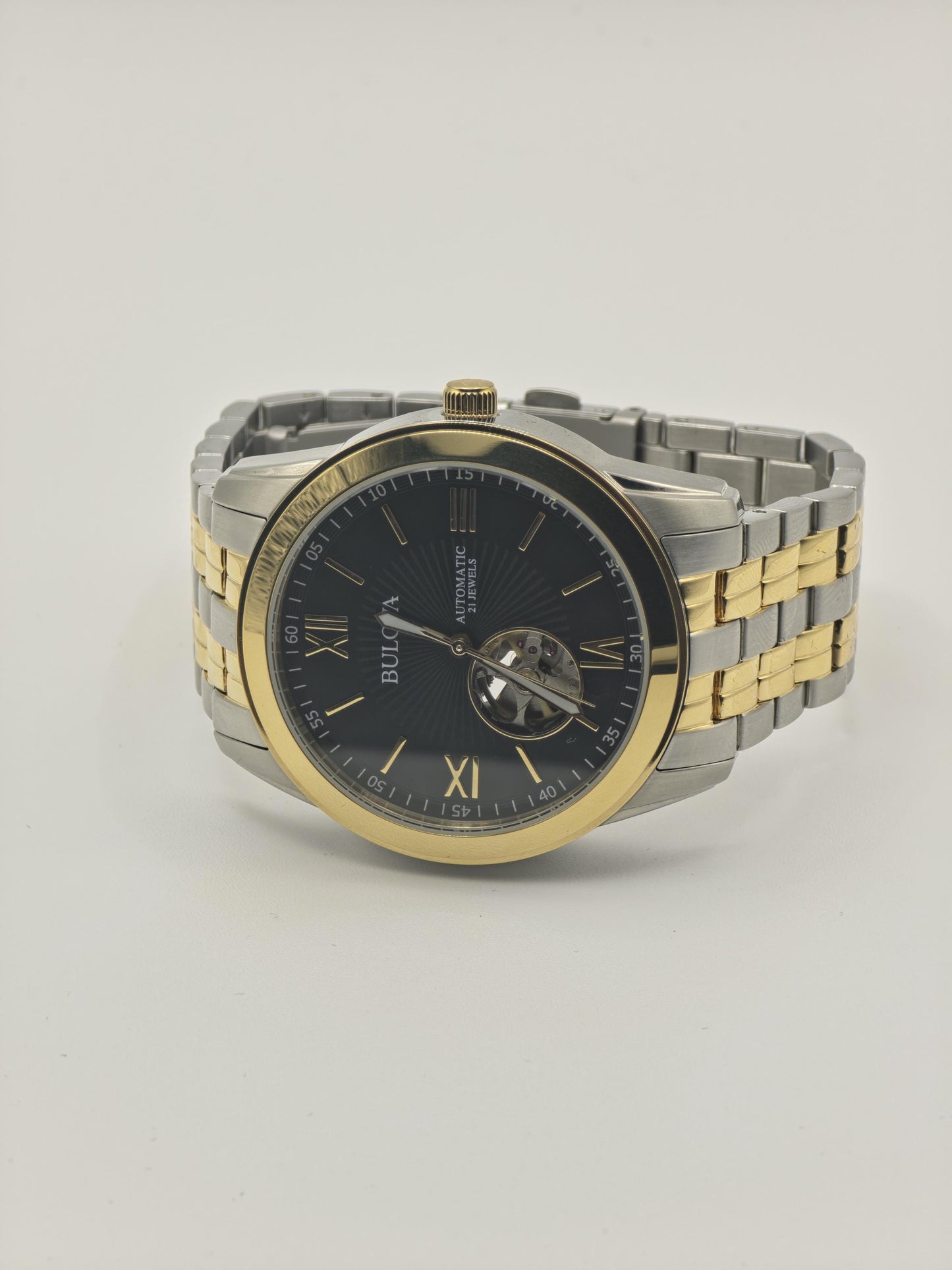 Bulova Men’s Automatic Open Heart Two-Tone Watch 21 Jewels Model 98A168 - 111