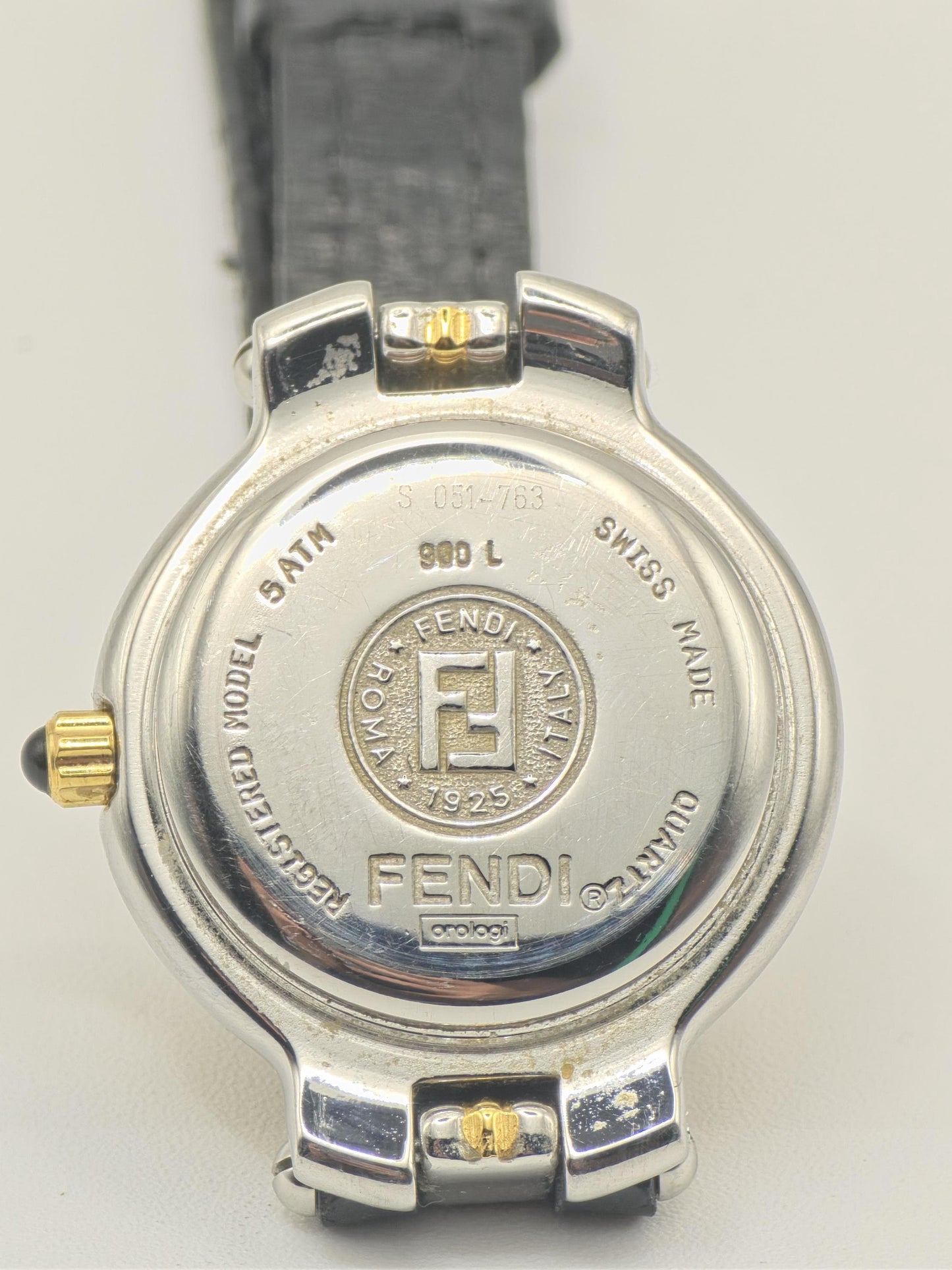Fendi 900L Swiss Made Women’s Quartz Watch Gold Bezel White Dial Leather Strap | - 30
