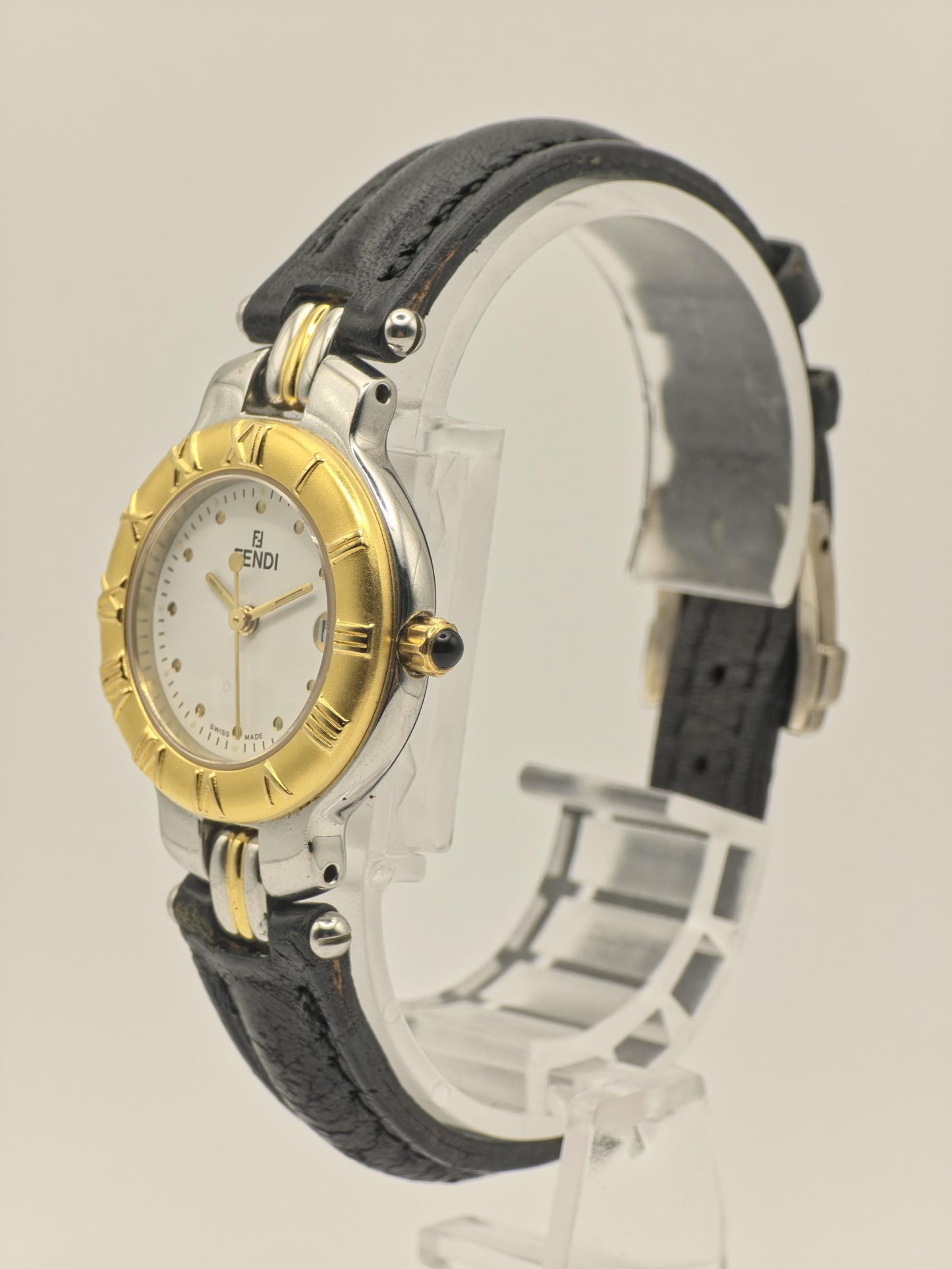 Fendi 900L Swiss Made Women’s Quartz Watch Gold Bezel White Dial Leather Strap | - 30