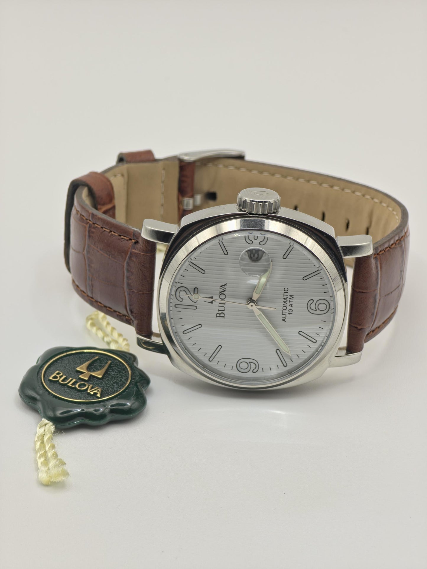 Bulova BVV401 Automatic Men’s Watch 21 Jewels 10 ATM White Dial Brown Leather Strap 49461 | - 31