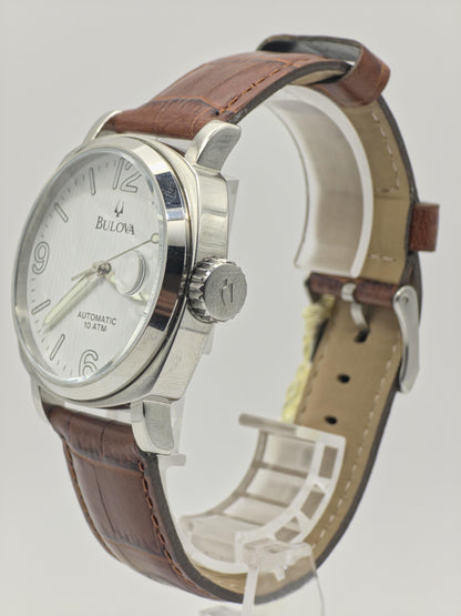Bulova BVV401 Automatic Men’s Watch 21 Jewels 10 ATM White Dial Brown Leather Strap 49461 | - 31