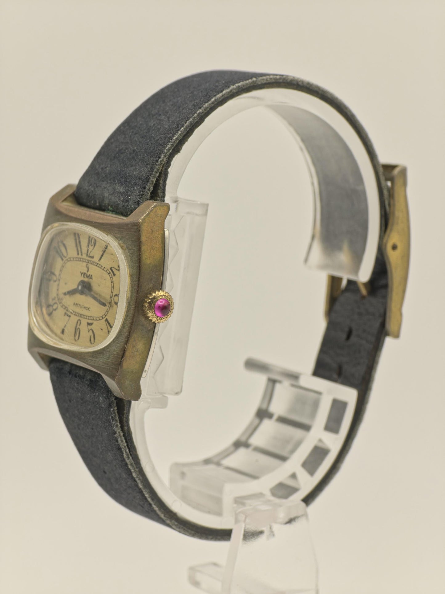 Vintage Yema Antichoc Women’s Watch Gold Tone Case Manual Wind Leather Strap | - 37