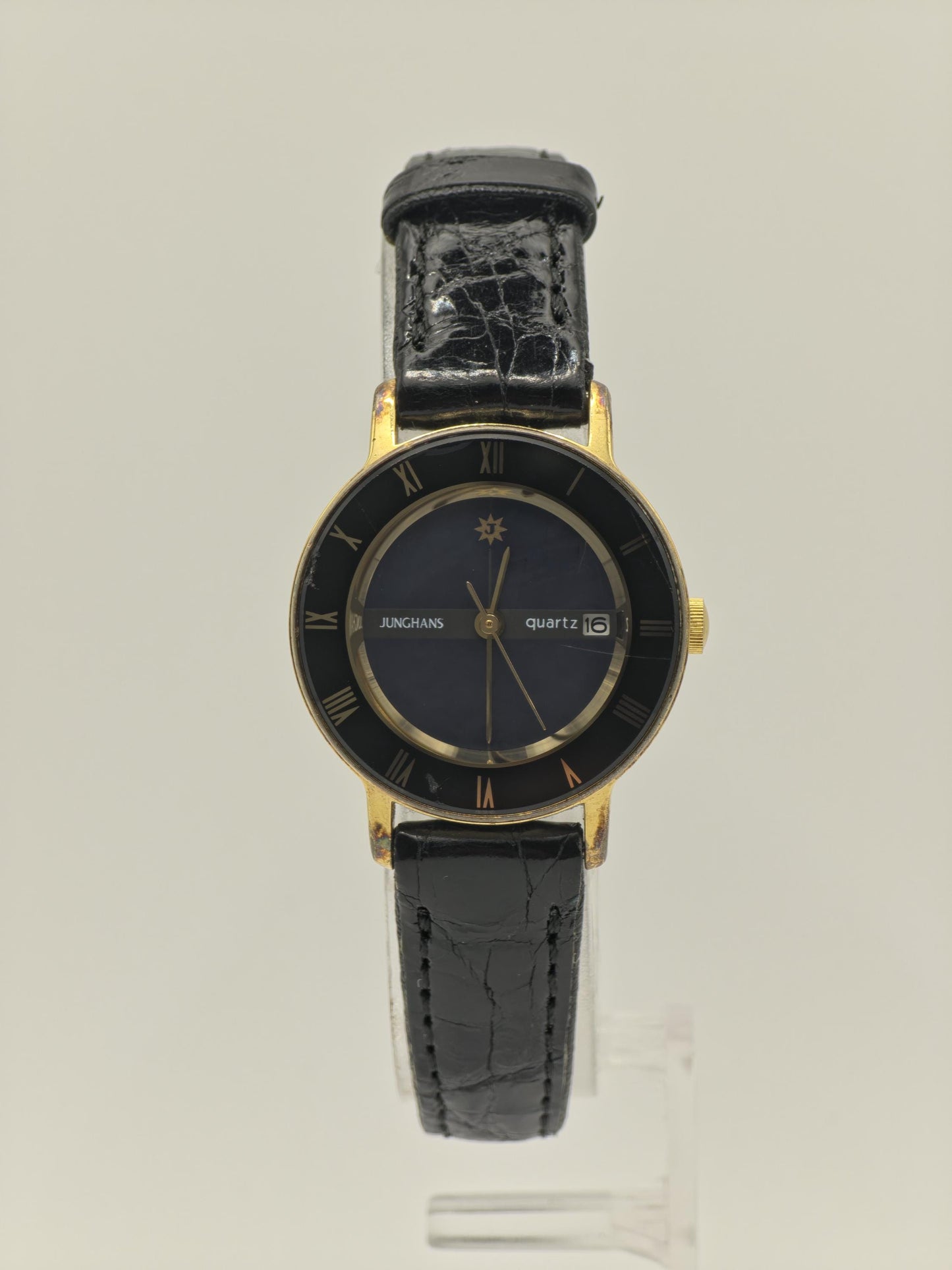 Junghans Women’s Quartz Watch JY401L Ref. 410930 Gold Tone Case Black Dial | - 38