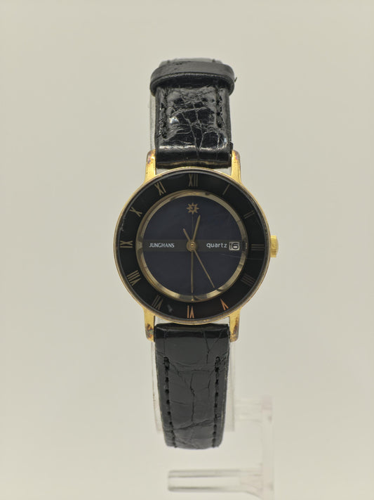 Junghans Women’s Quartz Watch JY401L Ref. 410930 Gold Tone Case Black Dial | - 38