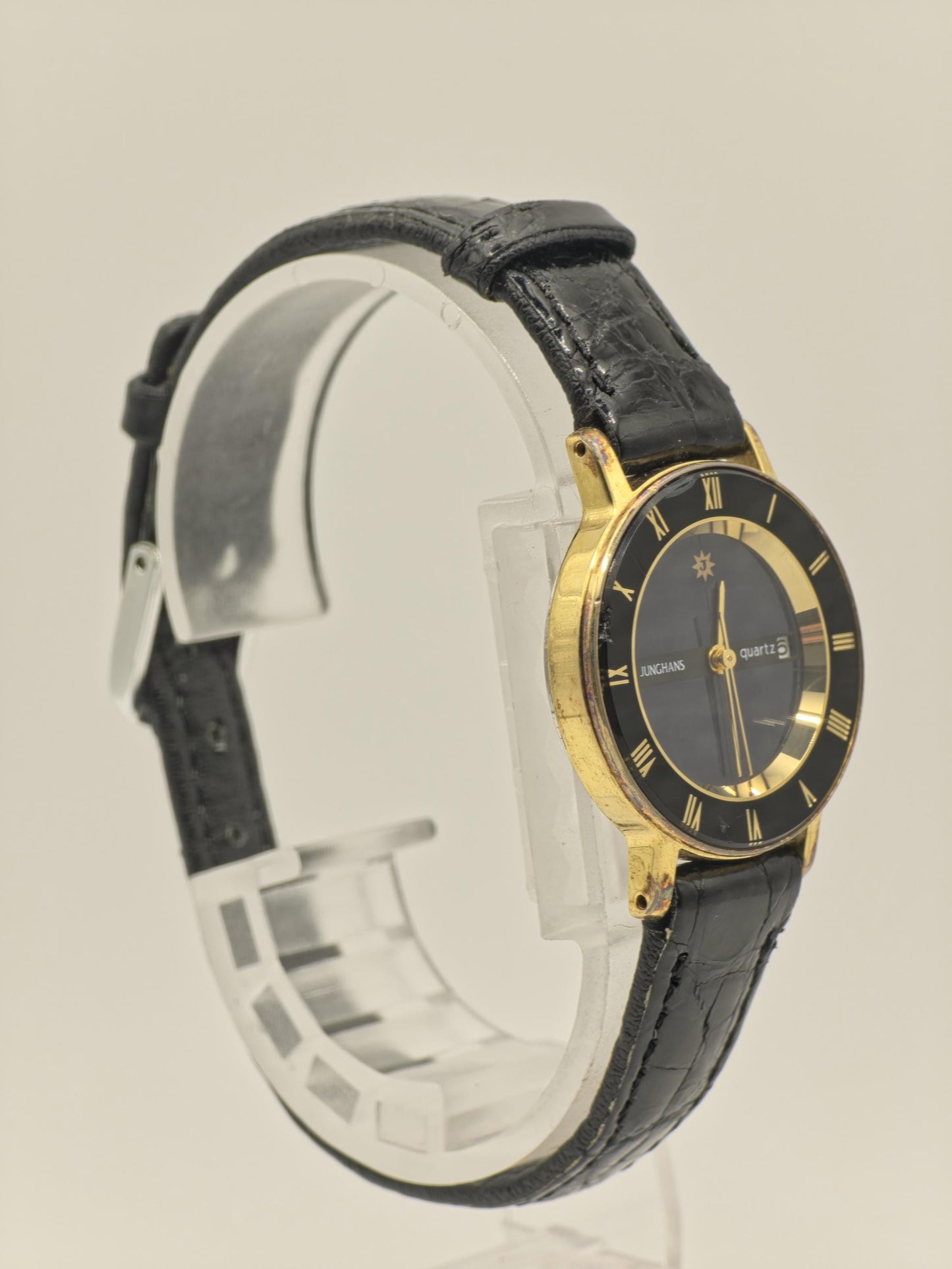 Junghans Women’s Quartz Watch JY401L Ref. 410930 Gold Tone Case Black Dial | - 38