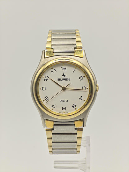 Buren Quartz Watch Ref. 0W-BU-217337 Two Tone Bracelet Swiss Unisex Vintage | - 40