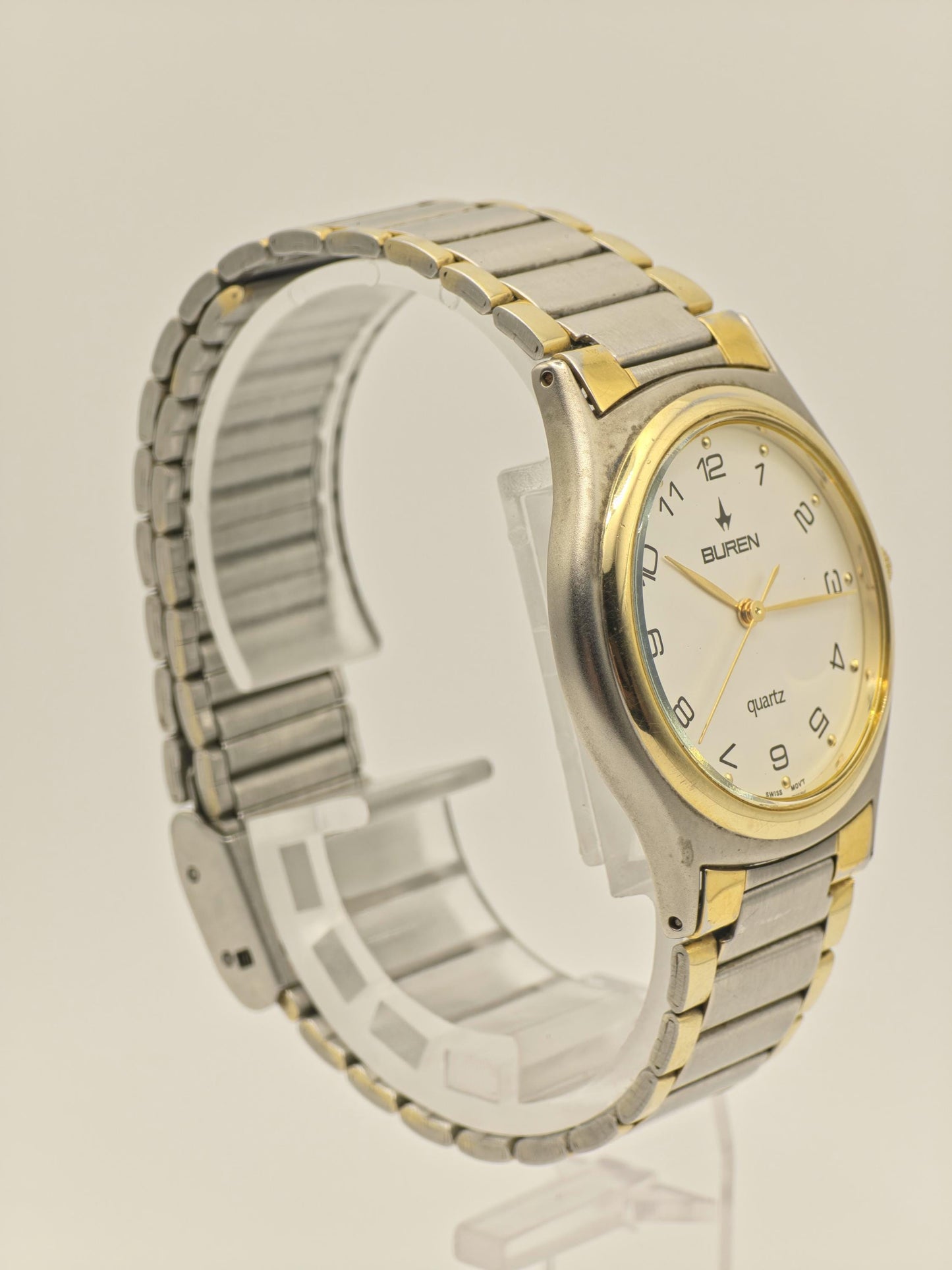 Buren Quartz Watch Ref. 0W-BU-217337 Two Tone Bracelet Swiss Unisex Vintage | - 40