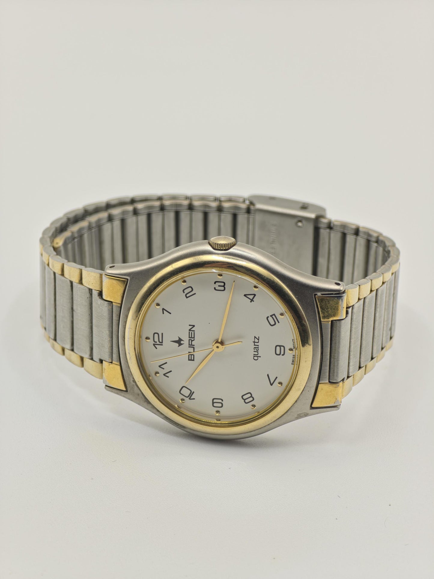 Buren Quartz Watch Ref. 0W-BU-217337 Two Tone Bracelet Swiss Unisex Vintage | - 40