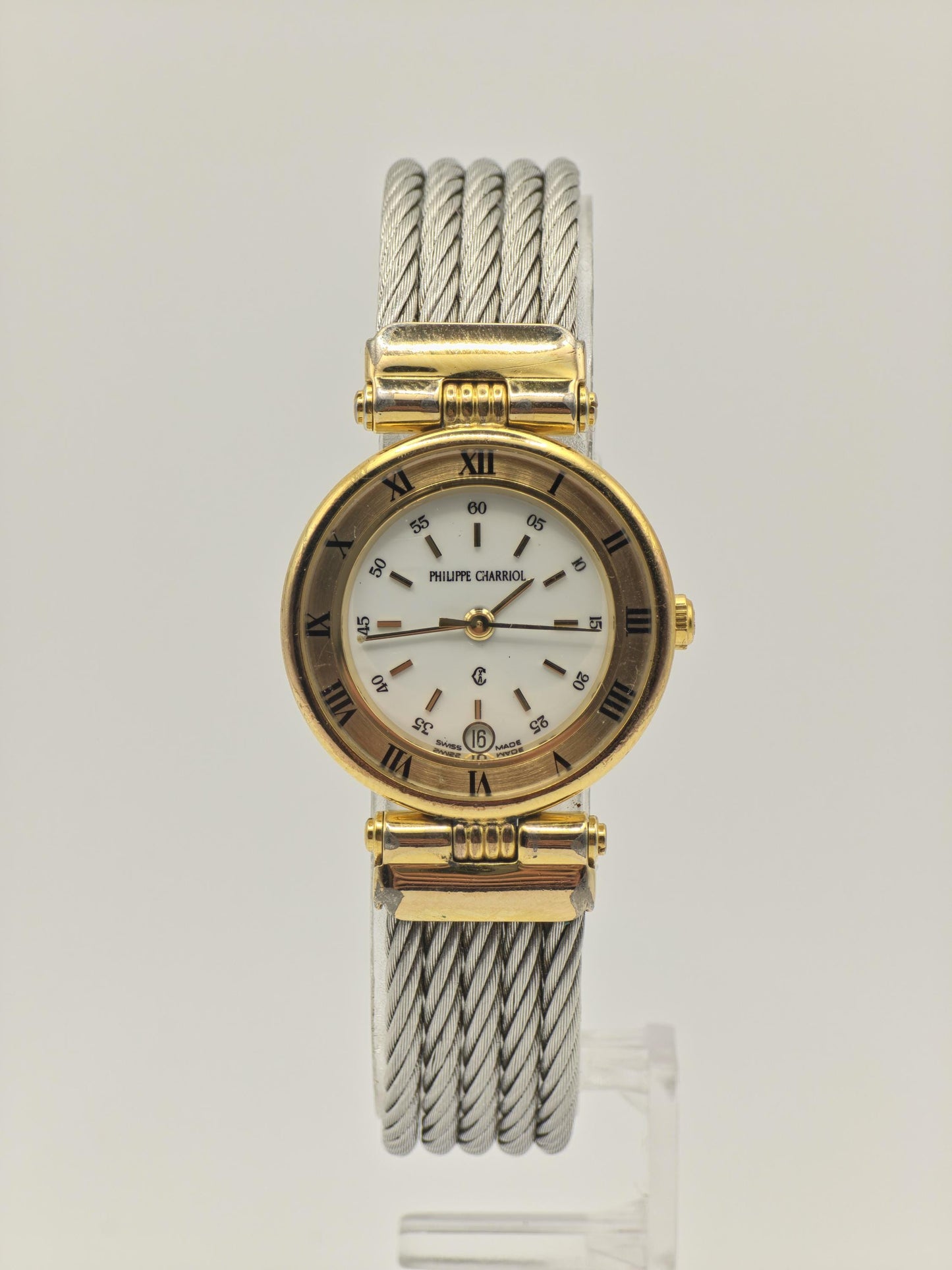 Philippe Charriol Quartz Watch Gold Tone Cable Bracelet Swiss Women Vintage | - 42
