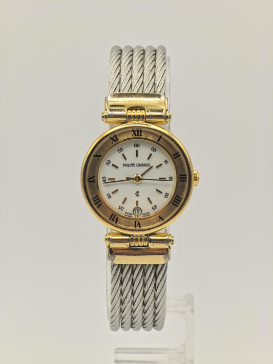 Philippe Charriol Quartz Watch Gold Tone Cable Bracelet Swiss Women Vintage | - 42