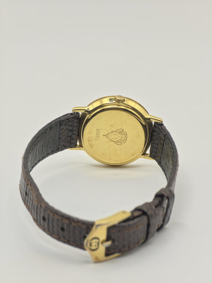 Gucci 3000L Quartz Watch Gold Plated Swiss Made Brown Leather Strap Women Vintage | - 44
