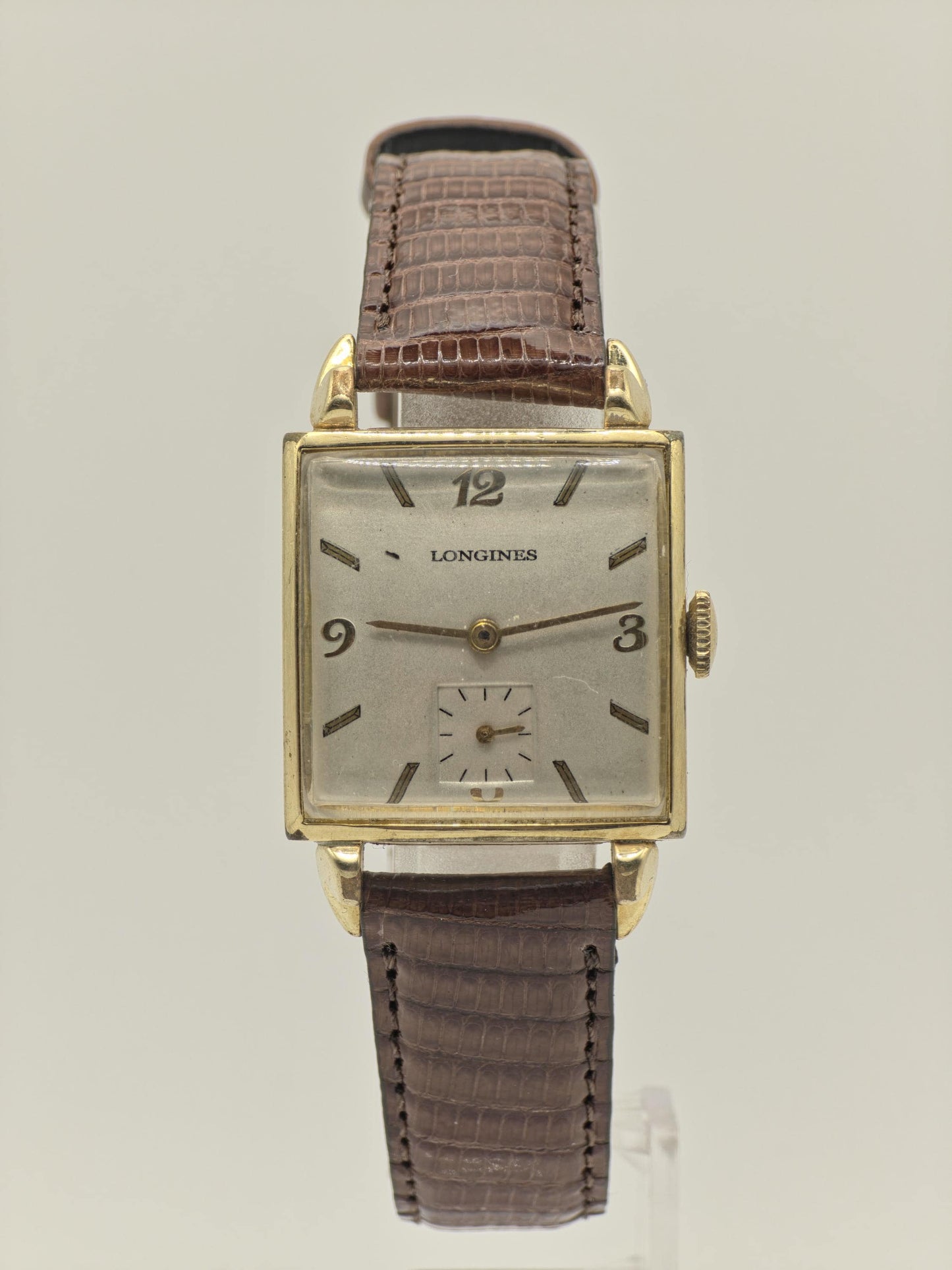 Longines Vintage Mechanical Watch Small Seconds Gold Tone Case Brown Leather Strap Men | - 45