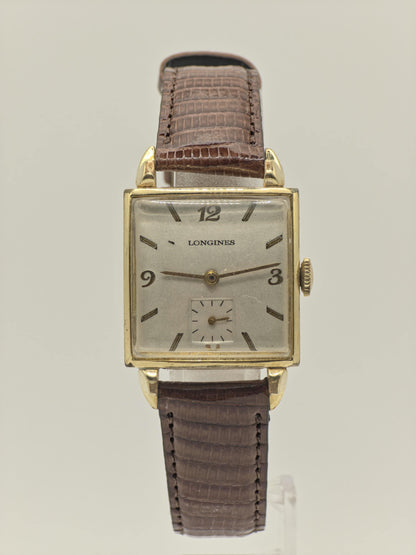 Longines Vintage Mechanical Watch Small Seconds Gold Tone Case Brown Leather Strap Men | - 45