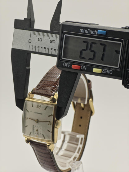 Longines Vintage Mechanical Watch Small Seconds Gold Tone Case Brown Leather Strap Men | - 45