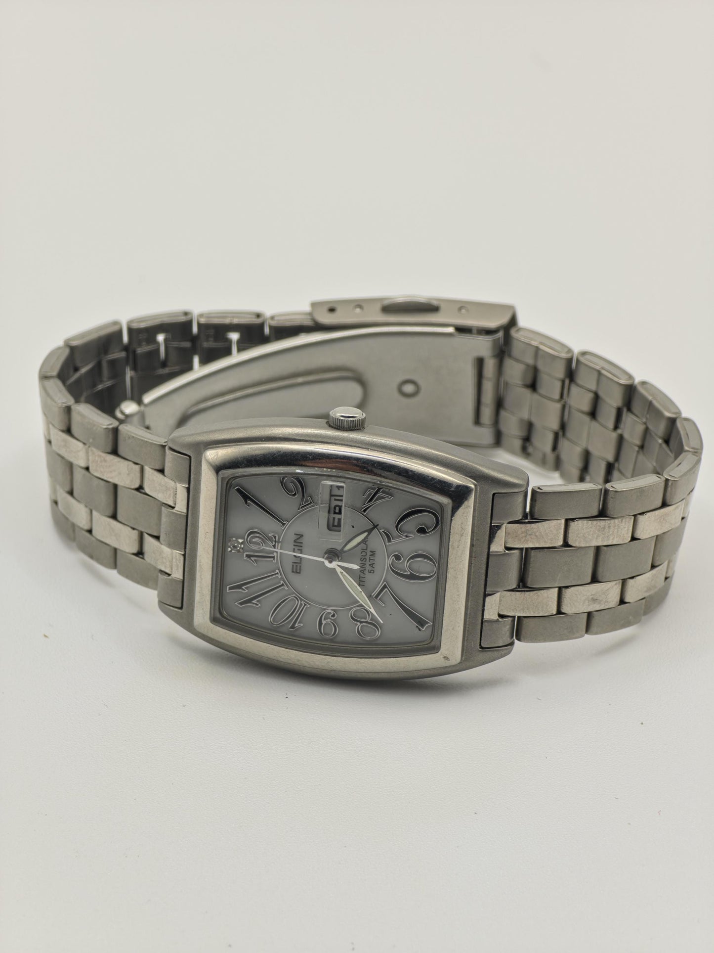 Elgin TitanSolar Solar Quartz Watch Ref. FK1282-C Stainless Steel Bracelet Women Vintage | - 48