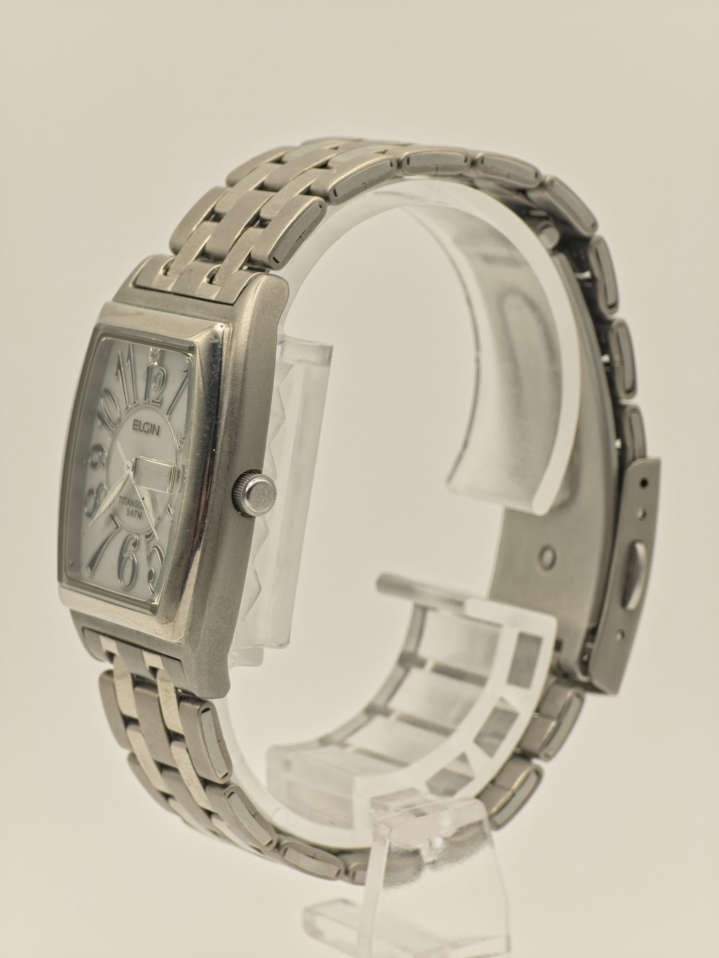 Elgin TitanSolar Solar Quartz Watch Ref. FK1282-C Stainless Steel Bracelet Women Vintage | - 48