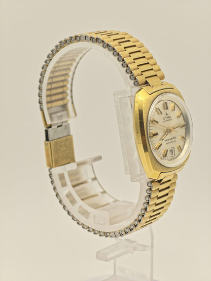 Cyma Navystar Automatic Watch by Synchron Gold Tone Expansion Bracelet Women Vintage | - 54