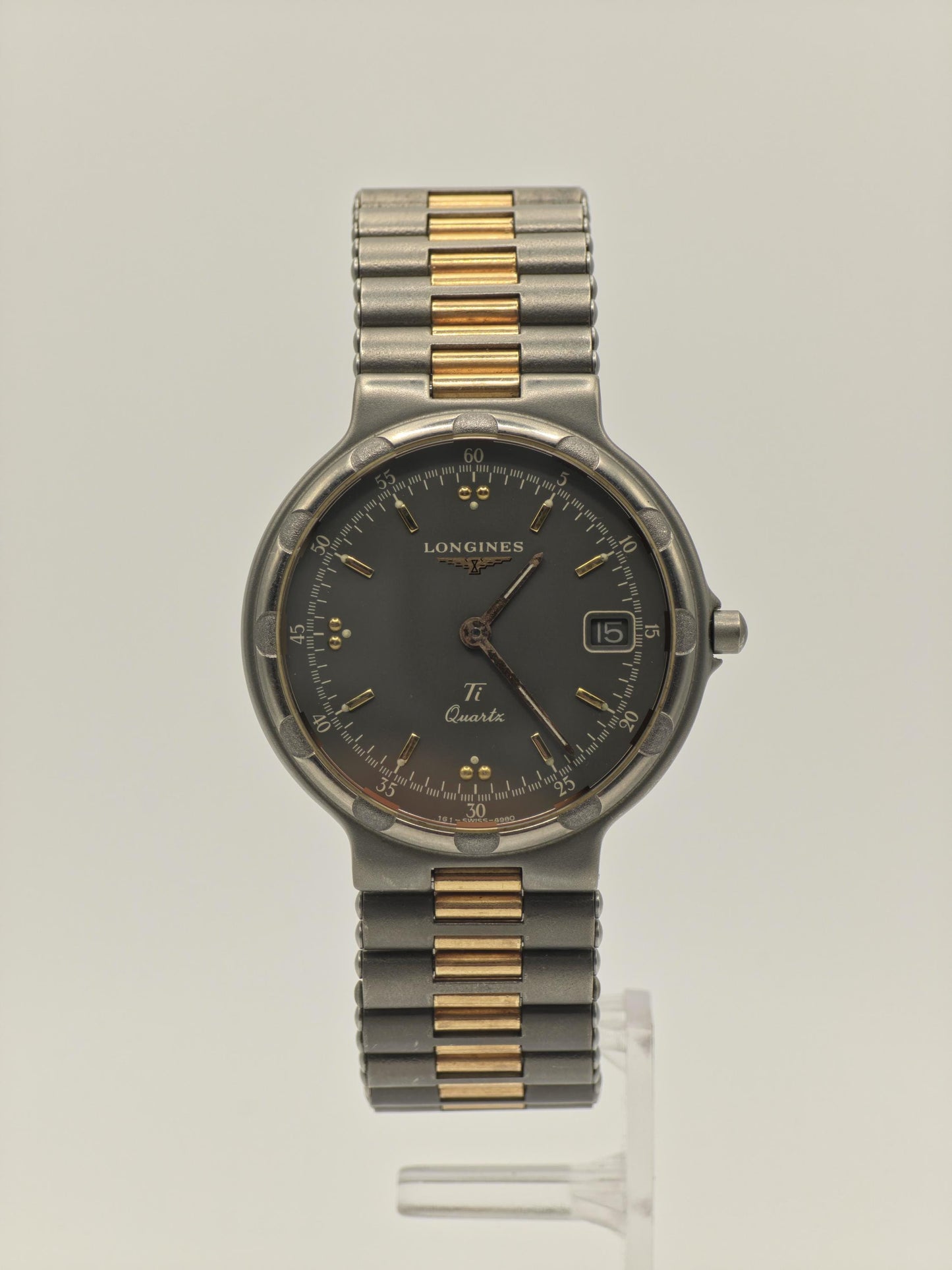 Longines Conquest Titanium Quartz Watch 10ATM Date Two Tone Bracelet Unisex Vintage | - 55