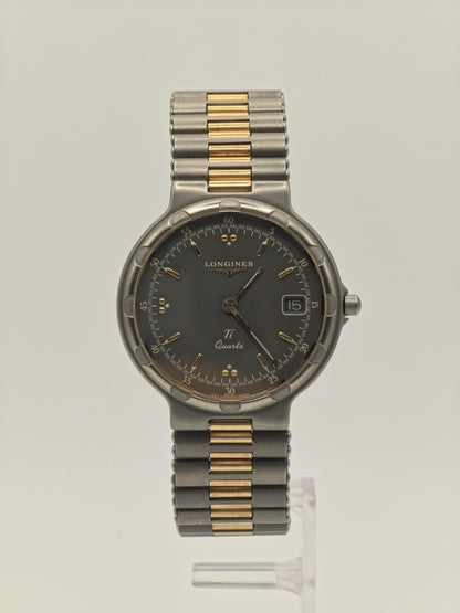 Longines Conquest Titanium Quartz Watch 10ATM Date Two Tone Bracelet Unisex Vintage | - 55