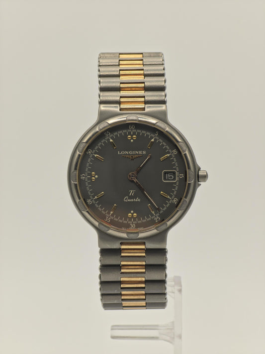 Longines Conquest Titanium Quartz Watch 10ATM Date Two Tone Bracelet Unisex Vintage | - 55