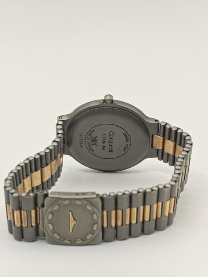 Longines Conquest Titanium Quartz Watch 10ATM Date Two Tone Bracelet Unisex Vintage | - 55
