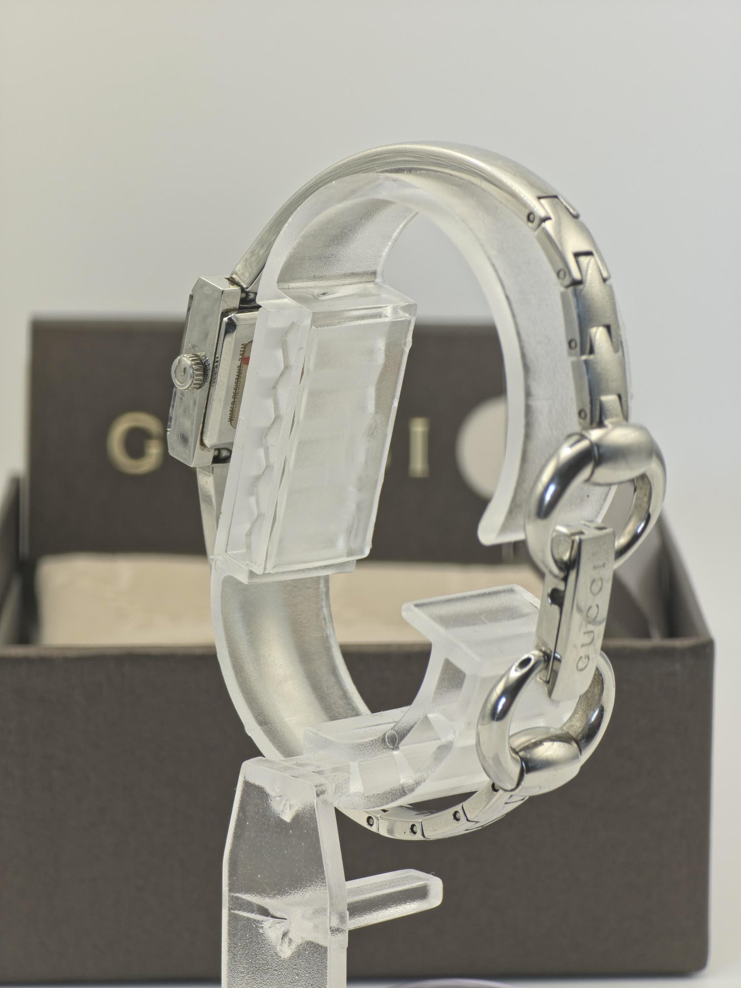 Gucci 128.5 Stainless Steel Quartz Watch Silver Bangle Women Vintage Boxed | - 56