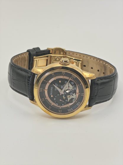 Bulova Automatic 21 Jewels Men’s Watch 97A116 Gold Tone Open Heart Box & Warranty | - 61