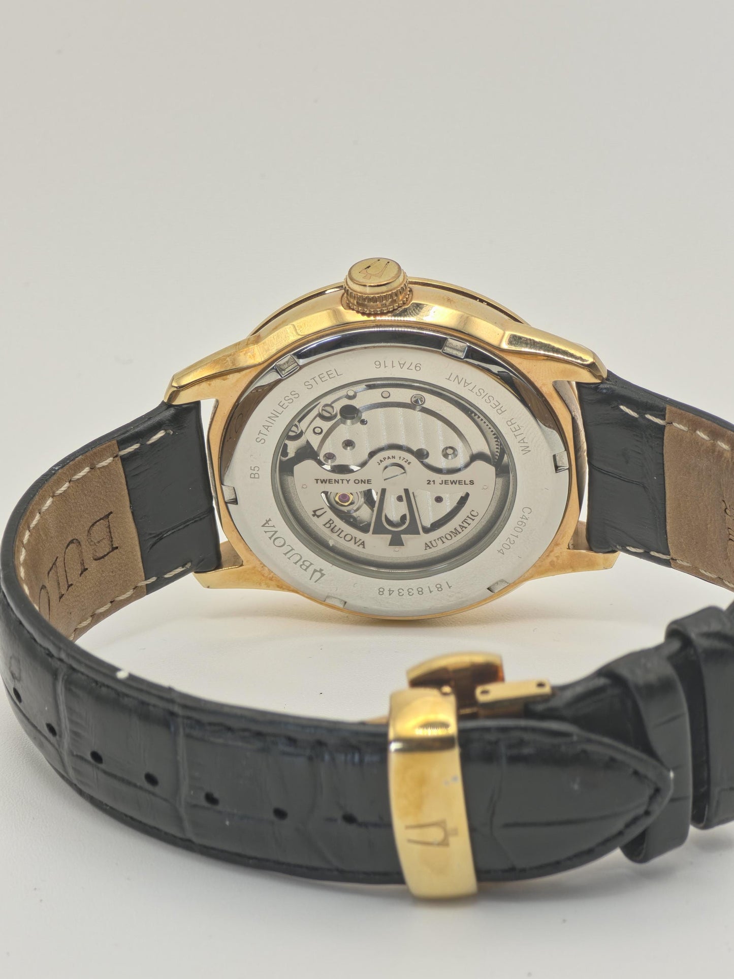 Bulova Automatic 21 Jewels Men’s Watch 97A116 Gold Tone Open Heart Box & Warranty | - 61