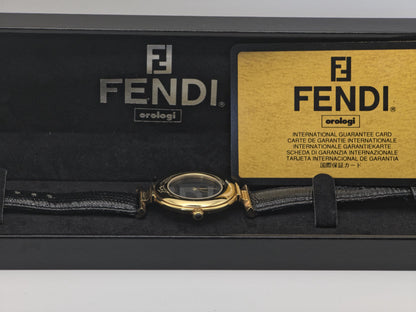 Fendi 320G Quartz Wristwatch Black Dial Gold Tone Case Leather Strap Box Guarantee | - 64