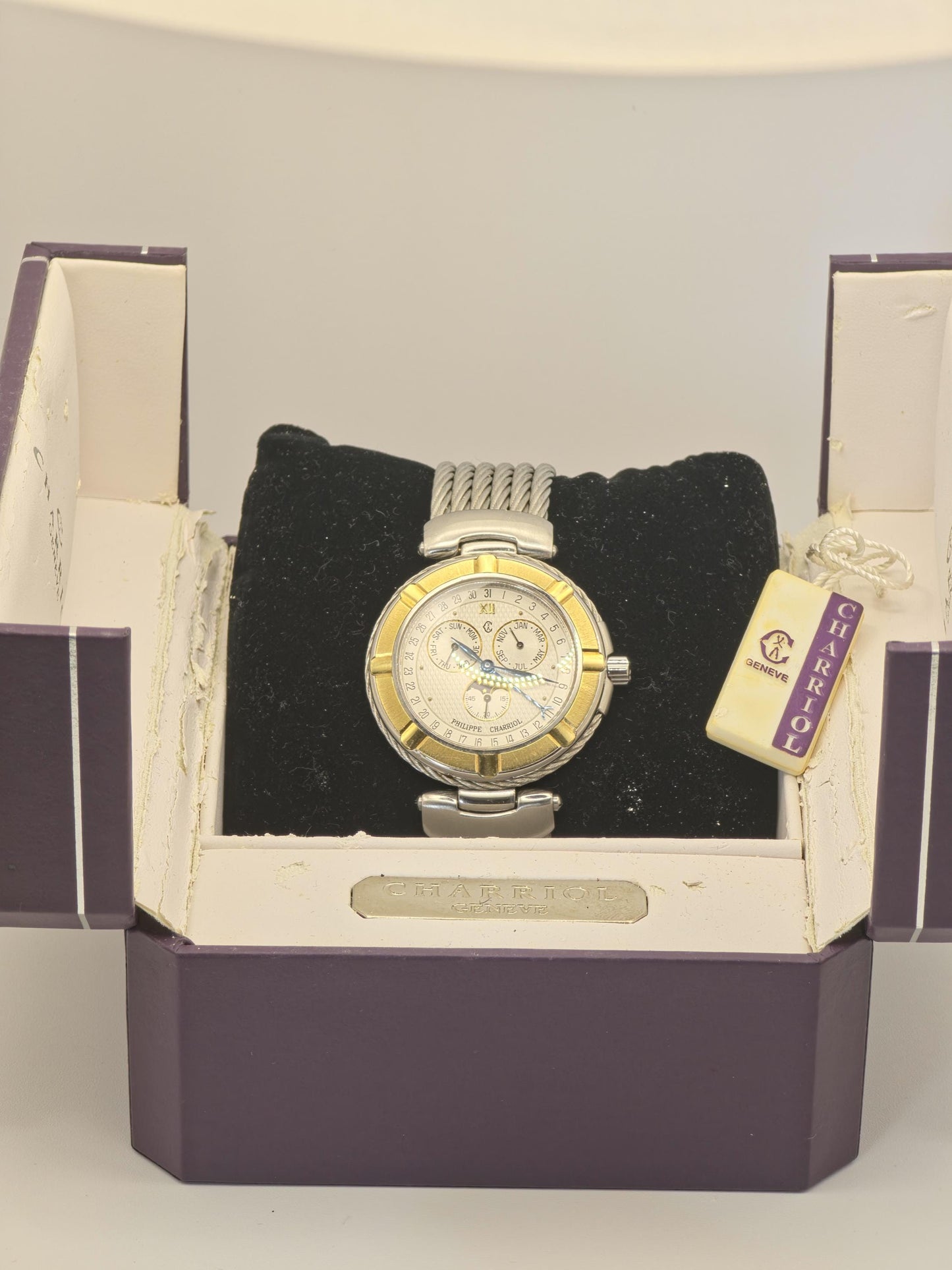 Philippe Charriol Multifunction Quartz Men’s Watch Two Tone Cable Bracelet Box | - 65