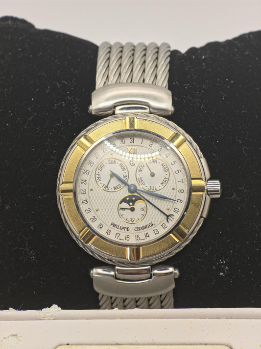 Philippe Charriol Multifunction Quartz Men’s Watch Two Tone Cable Bracelet Box | - 65