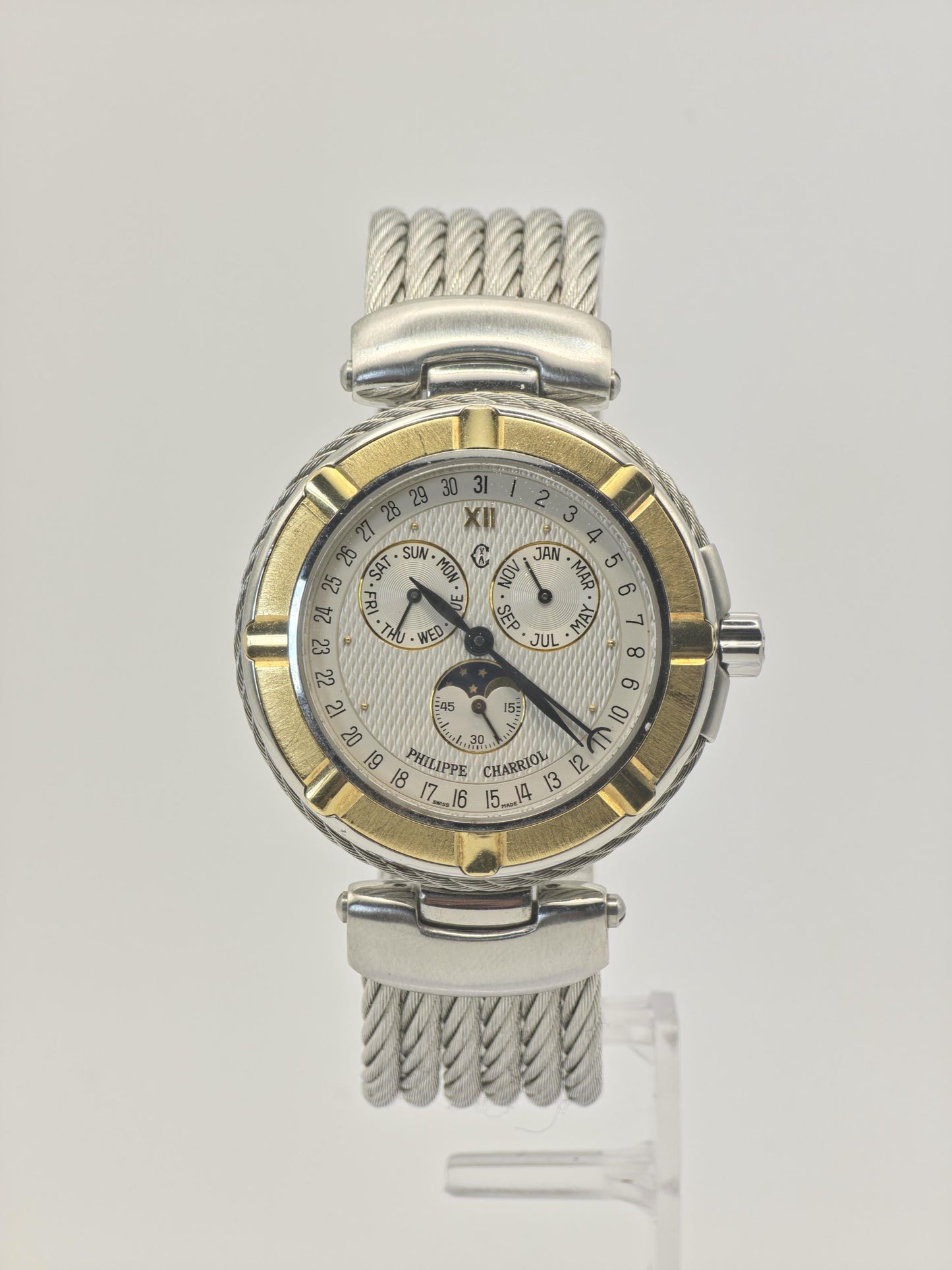 Philippe Charriol Multifunction Quartz Men’s Watch Two Tone Cable Bracelet Box | - 65
