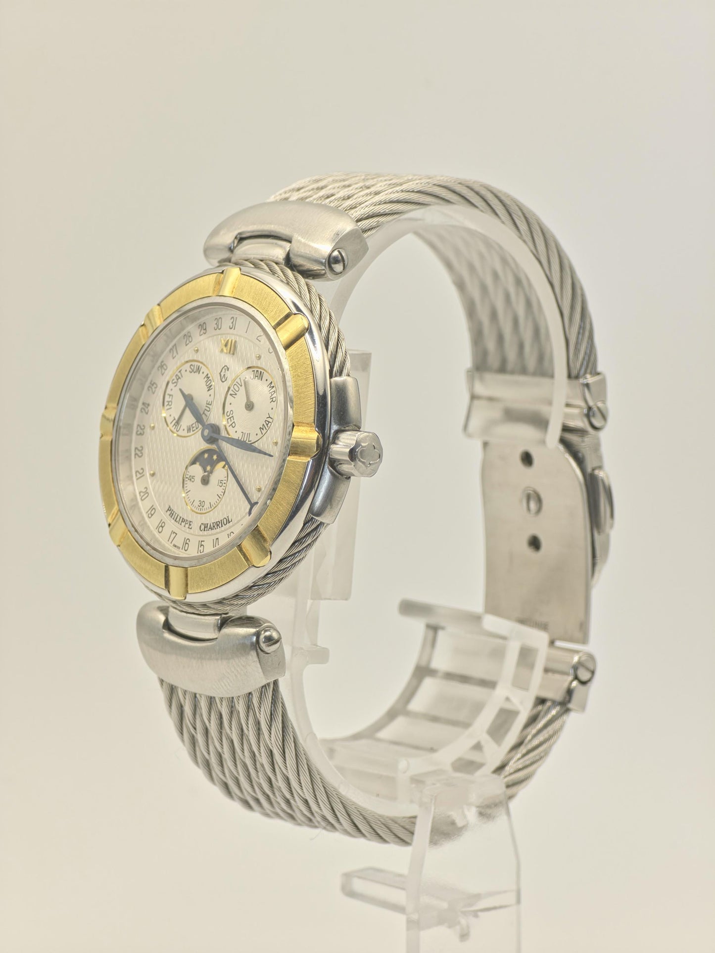 Philippe Charriol Multifunction Quartz Men’s Watch Two Tone Cable Bracelet Box | - 65
