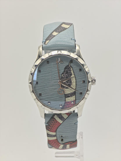 Gucci 126.4 Quartz Wristwatch mens Bee Dial Pattern Leather Strap 5ATM Swiss Made | - 67