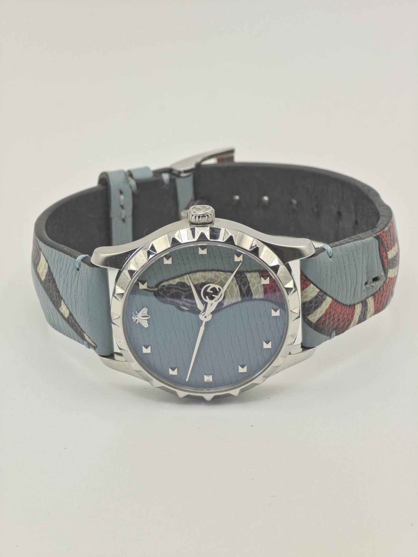 Gucci 126.4 Quartz Wristwatch mens Bee Dial Pattern Leather Strap 5ATM Swiss Made | - 67