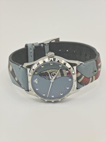 Gucci 126.4 Quartz Wristwatch mens Bee Dial Pattern Leather Strap 5ATM Swiss Made | - 67
