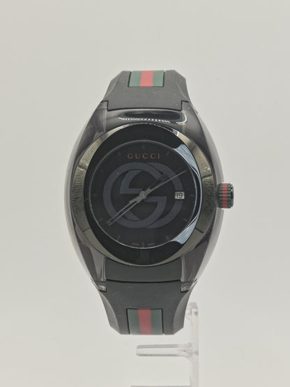 Gucci Sync 137.1 Quartz Wristwatch Black Dial Rubber Strap 5ATM Swiss Made | - 68