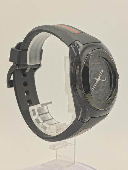 Gucci Sync 137.1 Quartz Wristwatch Black Dial Rubber Strap 5ATM Swiss Made | - 68
