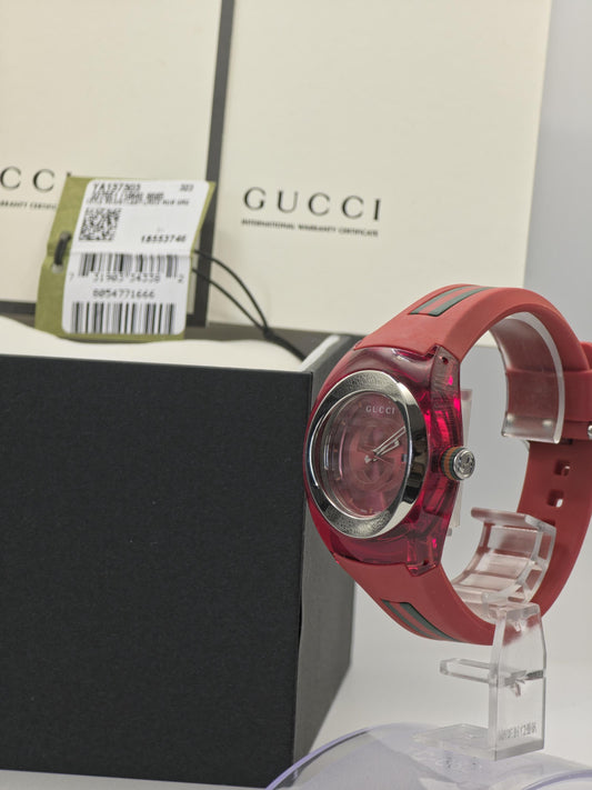 Gucci Sync 137.3 Women's Red Silicone Strap Swiss Quartz Watch 5ATM | - 72