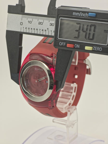 Gucci Sync 137.3 Women's Red Silicone Strap Swiss Quartz Watch 5ATM | - 72